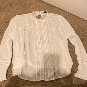 Zara White Lace Detail Blouse